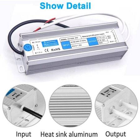 100W 12V 8.3A Dedicated Power Supply For Cabinet Lights With Wire - 3