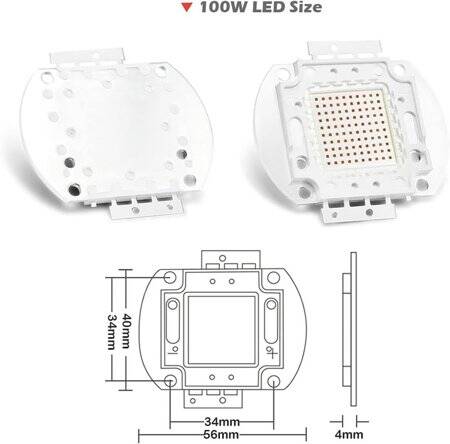 100W SMD High Power LED Bulb Plant Red - 5