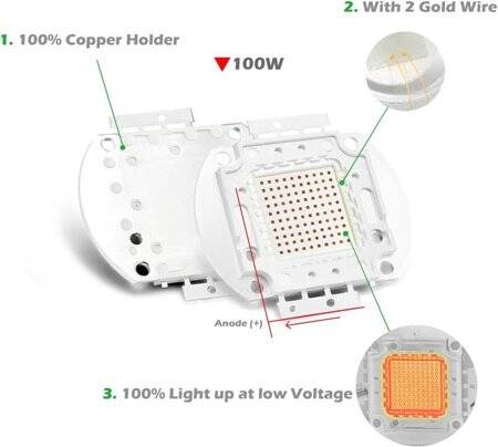 100W SMD High Power LED Bulb Red - 4