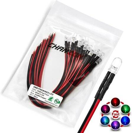 110V 5mm Red LED Indicator Light With 20cm Cable - 1