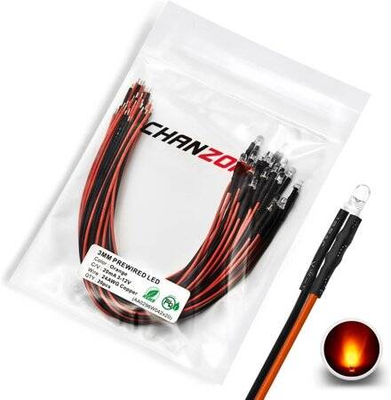 12-18V 3mm Orange LED Indicator Light With 20cm Cable - 1