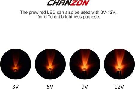 12-18V 3mm Orange LED Indicator Light With 20cm Cable - 4