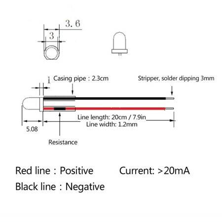 12-18V 3mm Yellow LED Indicator Light With 20cm Cable - 3