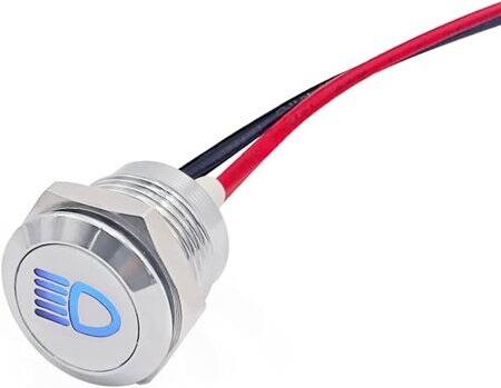 12-18V 5mm Blue LED Metal Indicator Light With 20cm Cable - 1