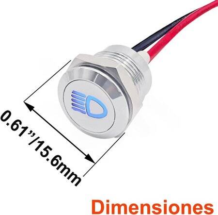 12-18V 5mm Blue LED Metal Indicator Light With 20cm Cable - 2