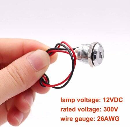 12-18V 5mm Blue LED Metal Indicator Light With 20cm Cable - 3