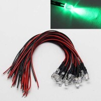 12-18V 5mm Green LED Indicator Light With 20cm Cable - 2