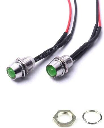 12-18V 5mm Green LED Metal Indicator Light With 20cm Cable - 2