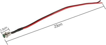 12-18V 8mm Red LED Indicator Light With 20cm Cable - 3