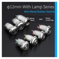 12mm 110-220V Waterproof Self-Locking Metal Push Button Switch With Blue Led Light - 3