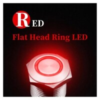 12mm 110-220V Waterproof Self-Locking Metal Push Button Switch With Red Led Light - 1