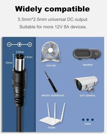 12V 8A 96W EU Plug Dual-Wire Integrated Power Adapter - 4