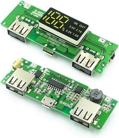 18650 5V 2.4A Lithium Battery Digital Display Charging Module Dual Usb Output BAnd Display Booster Module - 5