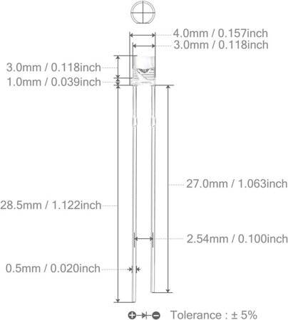 18mm Leg 3mm LED Water Clear Pure Green Use 3V 20mA - 3