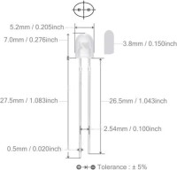 18mm Leg 546 Oval LED White Use 3V 20mA - 2