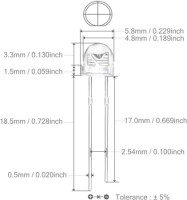 18mm Leg 5mm Straw Hat Large Cup LED White Use 3V 20mA - 3