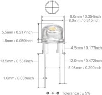 18mm Leg 8mm LED Water Clear Pure Green Use 3V 20mA - 3