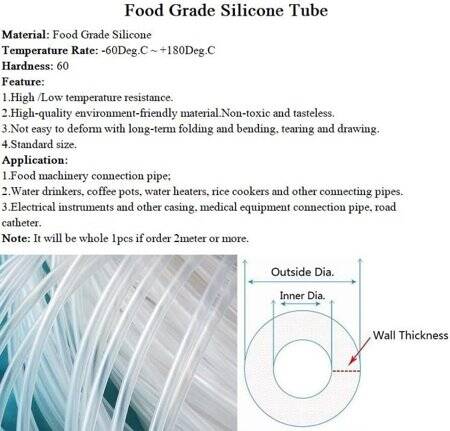 1Meter Transparent Silicone Tube Flexible Rubber Hose Drink Water Pipe Food Grade Connector ID 10mm X 12mm OD - 2