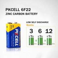 1PCS PKCELL 6F22 9V High Quality Square Carbon-zinc Battery - 3