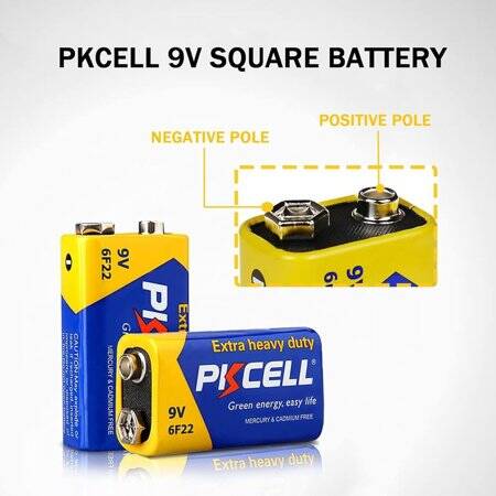 1PCS PKCELL 6F22 9V High Quality Square Carbon-zinc Battery - 4