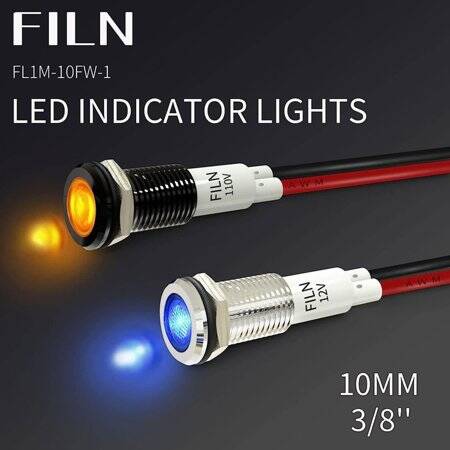 22-28V 10mm Blue LED Indicator Light With 20cm Cable - 3