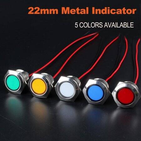 22-28V 10mm Yellow LED Indicator Light With 20cm Cable - 4