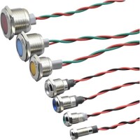 22-28V 5mm Green LED Metal Indicator Light With 20cm Cable - 1