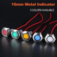 22-28V 5mm White LED Metal Indicator Light With 20cm Cable - 4