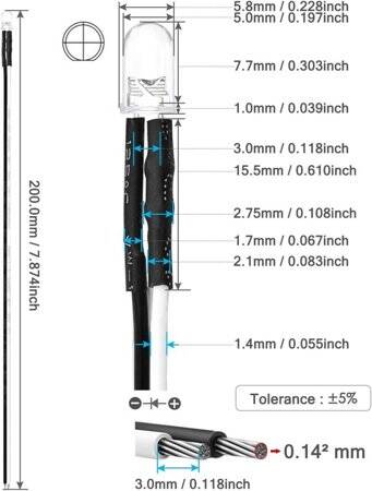 22-28V 5mm Yellow LED Indicator Light With 20cm Cable - 3