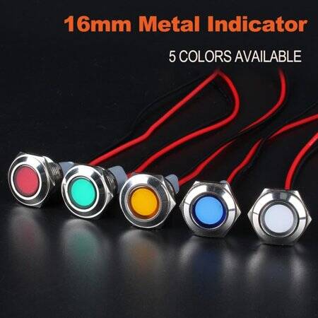 22-28V 8mm Green LED Indicator Light With 20cm Cable - 4