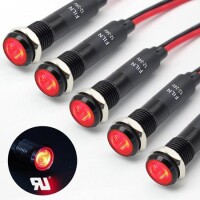 22-28V 8mm Red LED Indicator Light With 20cm Cable - 1