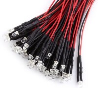 22-28V 8mm Water Clear Red LED Indicator Light With 20cm Cable - 3