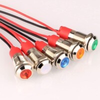 22-28V 8mm White LED Indicator Light With 20cm Cable - 1