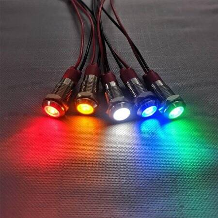 22-28V 8mm White LED Indicator Light With 20cm Cable - 2