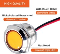 22-28V 8mm Yellow LED Indicator Light With 20cm Cable - 3