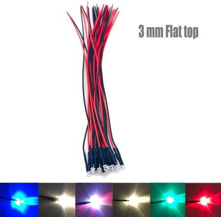 220V 3mm Water Clear Pink LED Indicator Light With 20cm Cable - 3