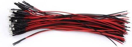 220V 3mm Water Clear Red LED Indicator Light With 20cm Cable - 1