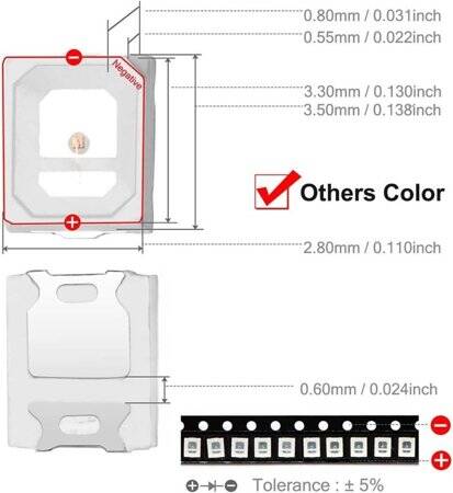 2835 0.2W SMD LED Cold White - 2