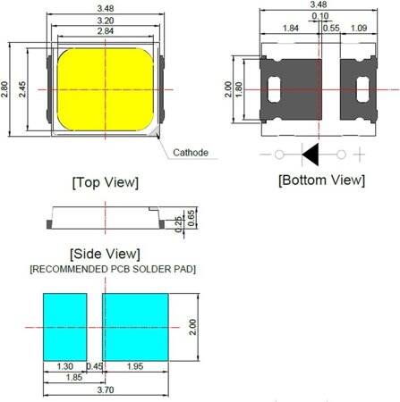 2835 0.5W SMD LED Blue - 2