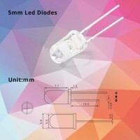 28mm Leg 5mm Flat LED Warm White Use 3V 20mA - 3