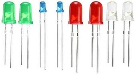 28mm Leg 5mm LED Water Clear Red+Blue CC Use 2V 20mA - 1