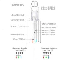 28mm Leg 8mm LED Water Clear Blue Use 2V 20mA - 4