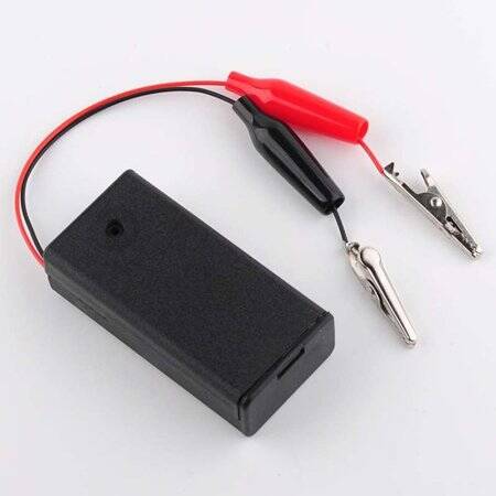 2x AA Battery Holder Box With Alligator Clips Switch And Cover - 5