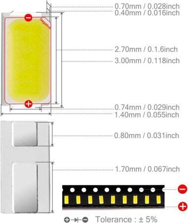 3014 0.2W SMD LED Cold White - 3