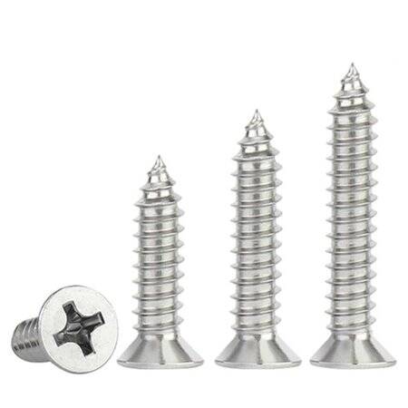 304 Stainless Steel Cross Recessed Countersunk Head Tapping Screws M3x12 - 1