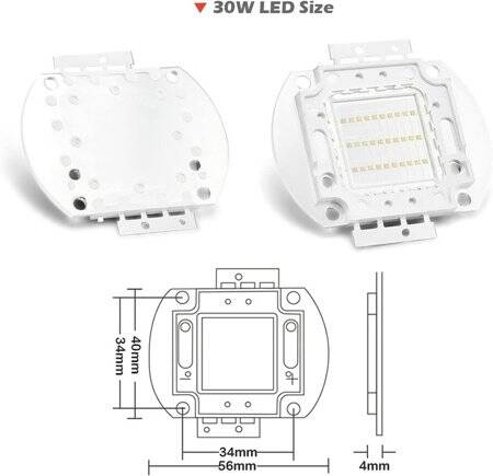 30W SMD High Power LED Bulb 365-370nm Purple - 3