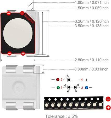 3528 (1210) SMD LED RGB (Black Panel) - 2