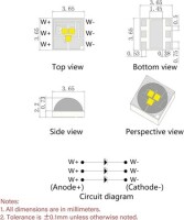 3535 1W Ball Head 120° SMD LED 425nm Purple - 4