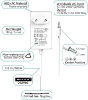 36W 12V 3A Ultra Thin Strip Power Supply - 4