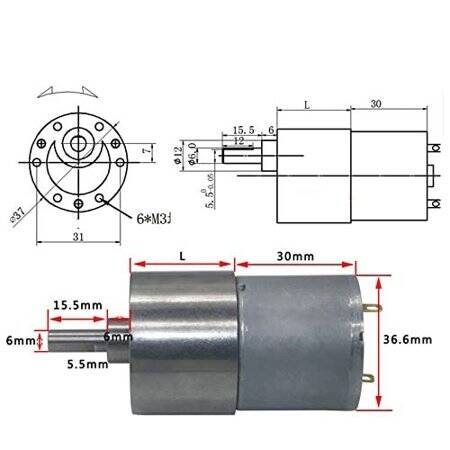 37GB-3530 DC12V 35RPM Reduction Motor - 4